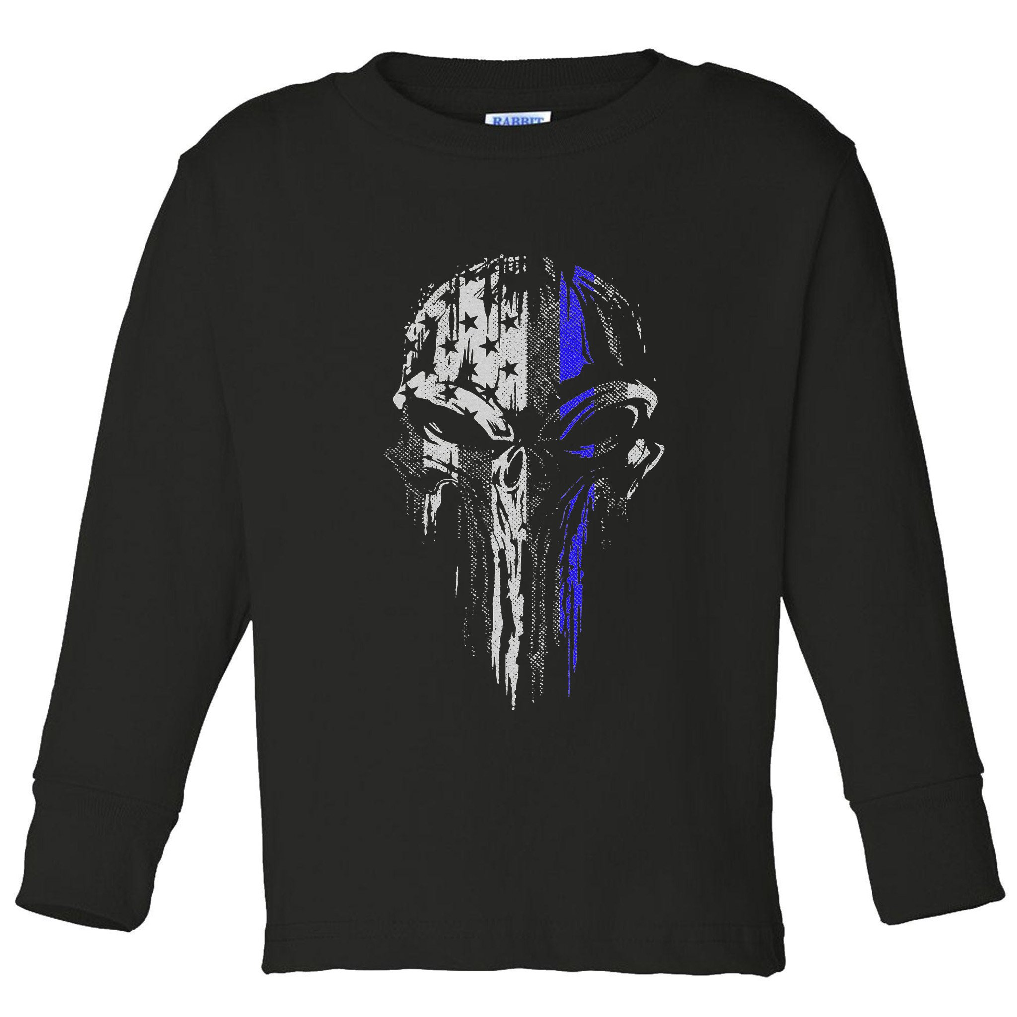 Thin Blue Line S Usa Flag Skull Police Toddler Long Sleeve Shirt