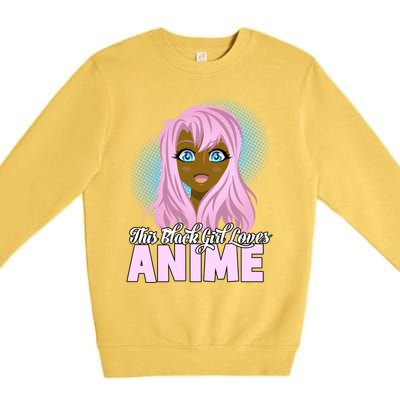 This Black Loves Anime African American Gift Premium Crewneck Sweatshirt