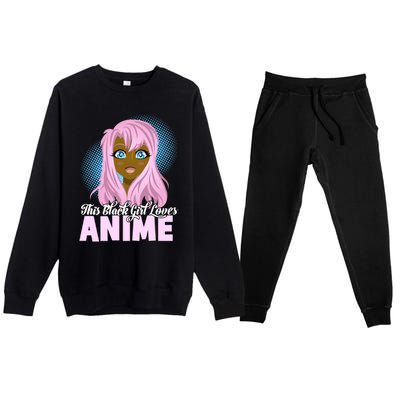 This Black Loves Anime African American Gift Premium Crewneck Sweatsuit Set