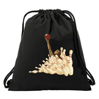 The Big Lebowski Bowling Pins Portrait Drawstring Bag