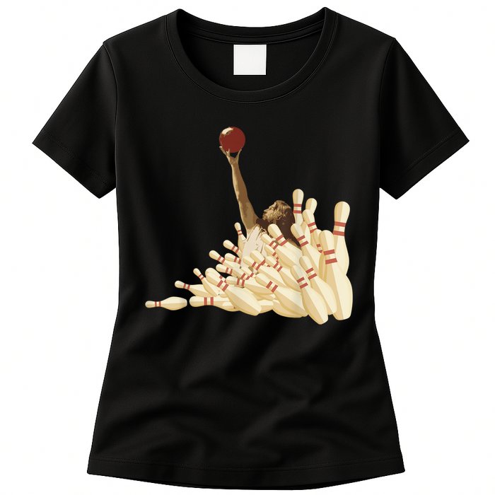 The Big Lebowski Bowling Pins Portrait Womens T-Shirt