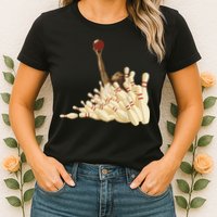 The Big Lebowski Bowling Pins Portrait Womens T-Shirt