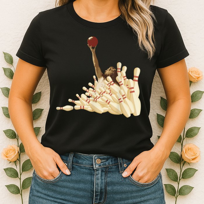 The Big Lebowski Bowling Pins Portrait Womens T-Shirt