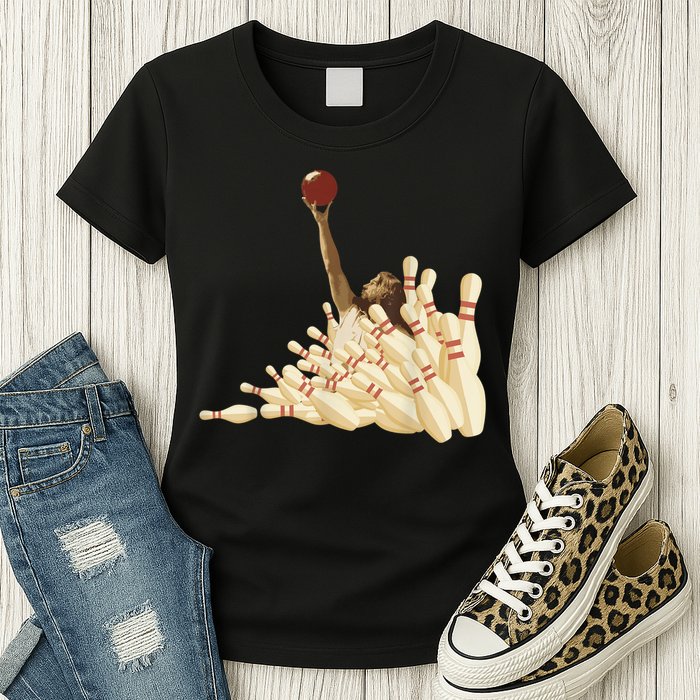 The Big Lebowski Bowling Pins Portrait Womens T-Shirt