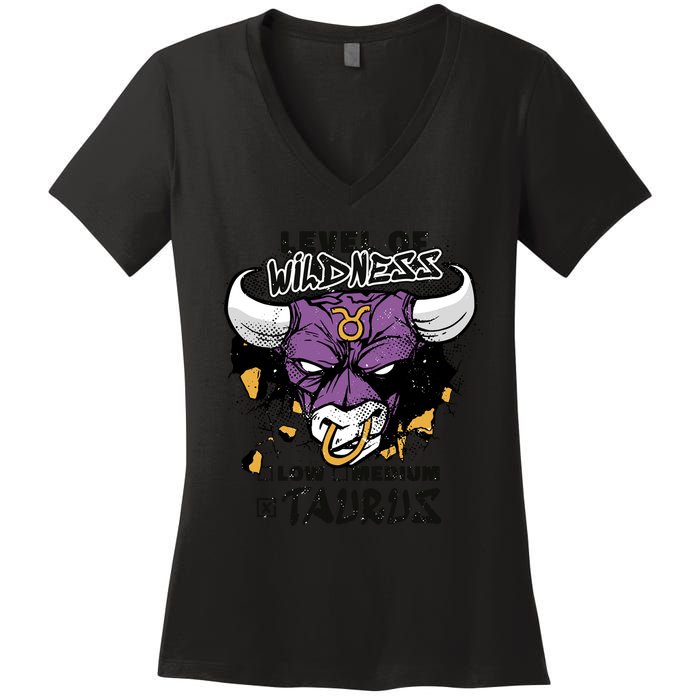 Taurus Bull Level Of Wildness Women's V-Neck T-Shirt