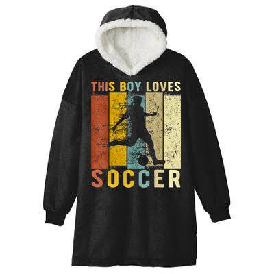 This Boy Loves Soccer Boy Soccer Hooded Wearable Blanket