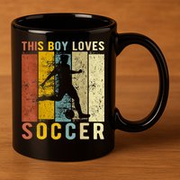 This Boy Loves Soccer Boy Soccer 11oz C Handle Ceramic Mug