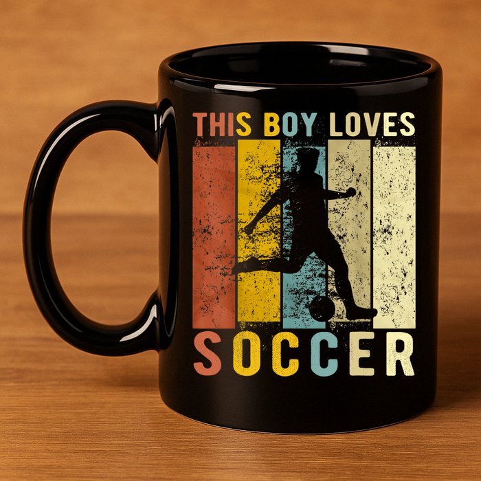 This Boy Loves Soccer Boy Soccer 11oz C Handle Ceramic Mug