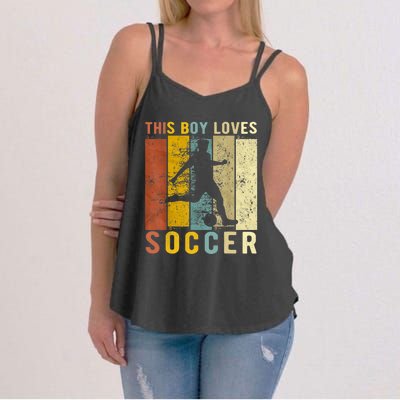 This Boy Loves Soccer Boy Soccer Women's Strappy Tank