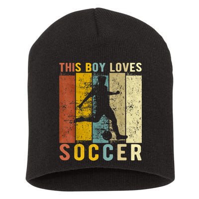 This Boy Loves Soccer Boy Soccer Short Acrylic Beanie