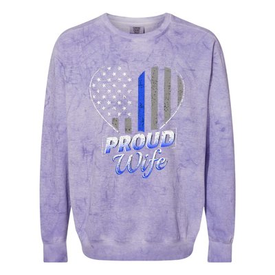 Thin Blue Line Flag Thin Blue Line Women Police Wife Colorblast Crewneck Sweatshirt