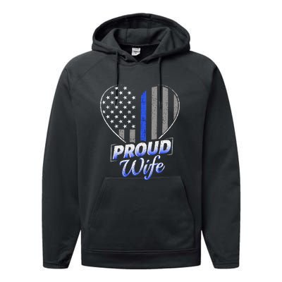 Thin Blue Line Flag Thin Blue Line Women Police Wife Performance Fleece Hoodie