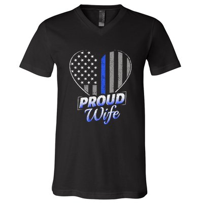 Thin Blue Line Flag Thin Blue Line Women Police Wife V-Neck T-Shirt