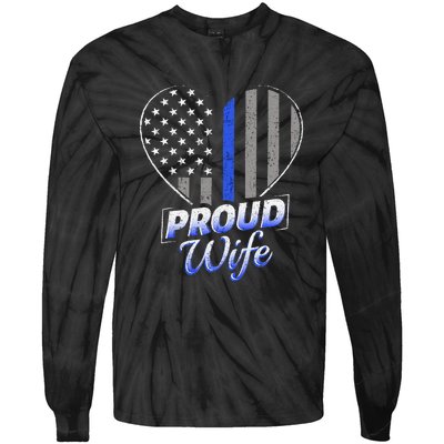 Thin Blue Line Flag Thin Blue Line Women Police Wife Tie-Dye Long Sleeve Shirt