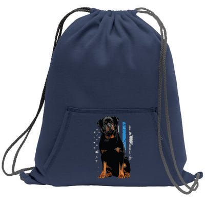 Thin Blue Line American Flag Rottweiler Police Dog Sweatshirt Cinch Pack Bag