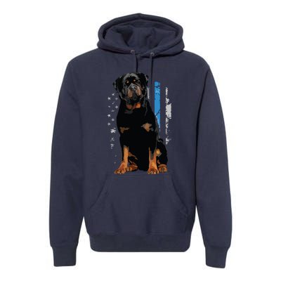 Thin Blue Line American Flag Rottweiler Police Dog Premium Hoodie