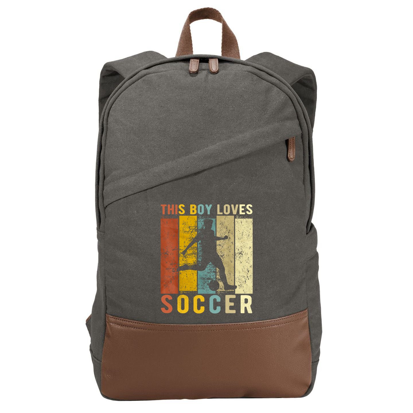This Boy Loves Soccer Boy Soccer Cotton Canvas Backpack