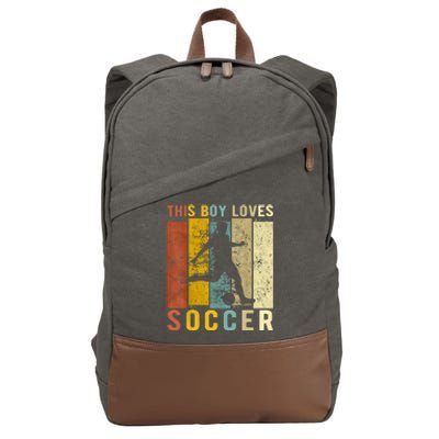 This Boy Loves Soccer Boy Soccer Cotton Canvas Backpack