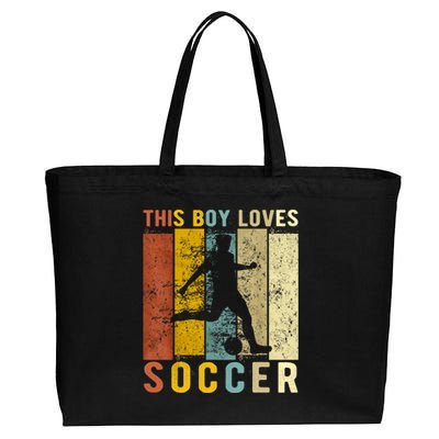 This Boy Loves Soccer Boy Soccer Cotton Canvas Jumbo Tote