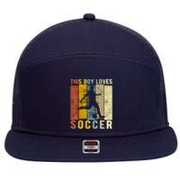 This Boy Loves Soccer Boy Soccer 7 Panel Mesh Trucker Snapback Hat