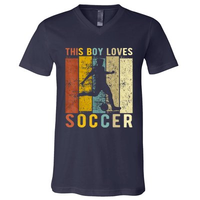 This Boy Loves Soccer Boy Soccer V-Neck T-Shirt