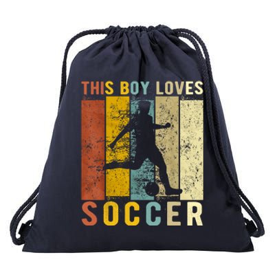 This Boy Loves Soccer Boy Soccer Drawstring Bag