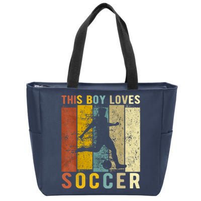 This Boy Loves Soccer Boy Soccer Zip Tote Bag