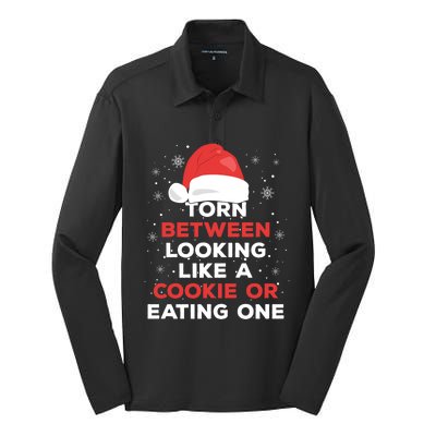 Torn Between Looking Like A Cookie And Eating One Xmas Santa Gift Silk Touch Performance Long Sleeve Polo