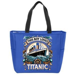 This boy loves Titanic  Just a boy who loves Titanic  Zip Tote Bag