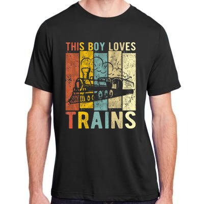 This Boy Loves Trains Gift Train Adult ChromaSoft Performance T-Shirt