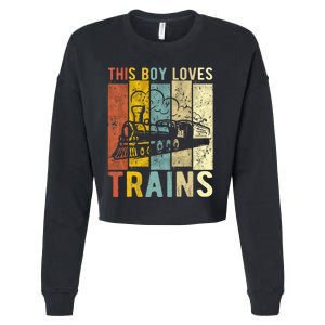 This Boy Loves Trains Gift Train Cropped Pullover Crew