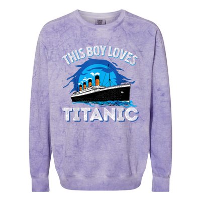 This Boy Loves Rms Titanic Just A Boy Who Loves Titanic Colorblast Crewneck Sweatshirt