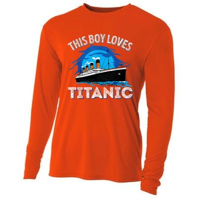 This Boy Loves Rms Titanic Just A Boy Who Loves Titanic Cooling Performance Long Sleeve Crew