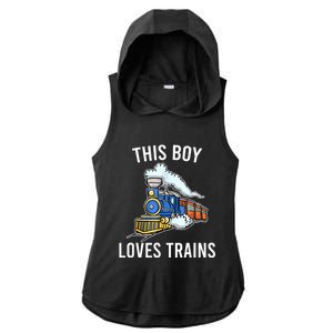 This Boy Loves Trains Gift Train Wagon Lover Gifts Ladies PosiCharge Tri-Blend Wicking Draft Hoodie Tank