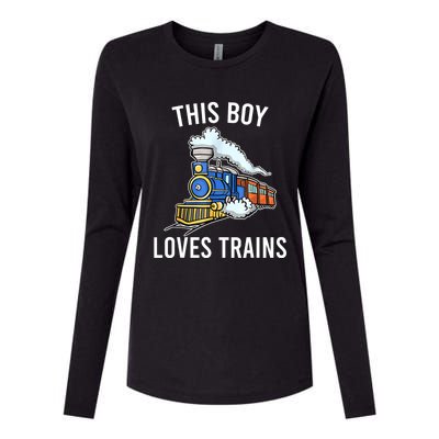 This Boy Loves Trains Gift Train Wagon Lover Gifts Womens Cotton Relaxed Long Sleeve T-Shirt