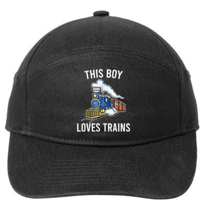 This Boy Loves Trains Gift Train Wagon Lover Gifts 7-Panel Snapback Hat