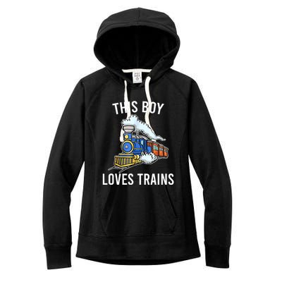 This Boy Loves Trains Gift Train Wagon Lover Gifts Women's Fleece Hoodie