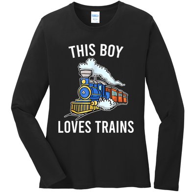 This Boy Loves Trains Gift Train Wagon Lover Gifts Ladies Long Sleeve Shirt