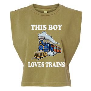 This Boy Loves Trains Train Lovers Gift Garment-Dyed Women's Muscle Tee