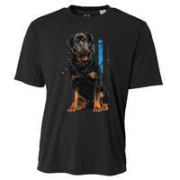 Thin Blue Line American Flag Rottweiler Police Dog Cooling Performance Crew T-Shirt