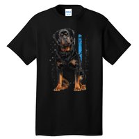 Thin Blue Line American Flag Rottweiler Police Dog Tall T-Shirt