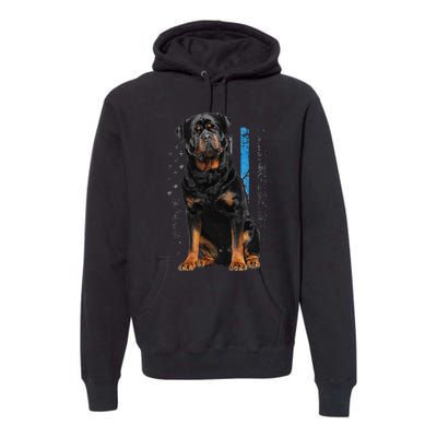 Thin Blue Line American Flag Rottweiler Police Dog Premium Hoodie