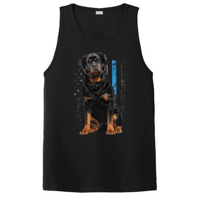 Thin Blue Line American Flag Rottweiler Police Dog PosiCharge Competitor Tank