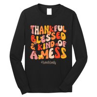 Thankful Blessed Lunch Lady Fall Vibes Thanksgiving Long Sleeve Shirt