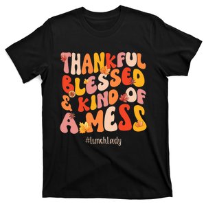 Thankful Blessed Lunch Lady Fall Vibes Thanksgiving T-Shirt