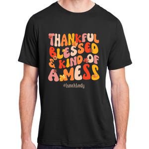 Thankful Blessed Lunch Lady Fall Vibes Thanksgiving Adult ChromaSoft Performance T-Shirt