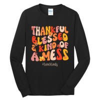 Thankful Blessed Lunch Lady Fall Vibes Thanksgiving Tall Long Sleeve T-Shirt