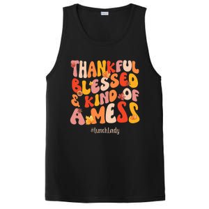 Thankful Blessed Lunch Lady Fall Vibes Thanksgiving PosiCharge Competitor Tank