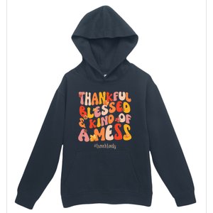 Thankful Blessed Lunch Lady Fall Vibes Thanksgiving Urban Pullover Hoodie