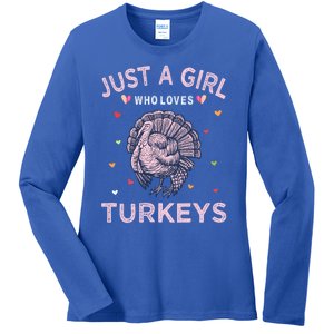 Turkey Bird Lover Tee Just A Girl Who Loves Turkeys Gift Ladies Long Sleeve Shirt